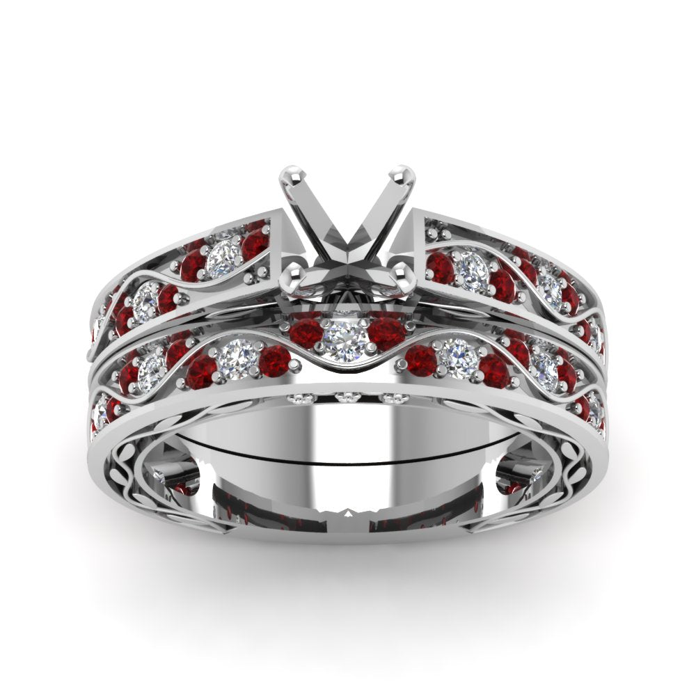 semi-mount-white-diamond-shank-wave-wedding-set-with-red-ruby-in-14K-white-gold-FDENS3543SMGRUDRANGLE5-NL-WG