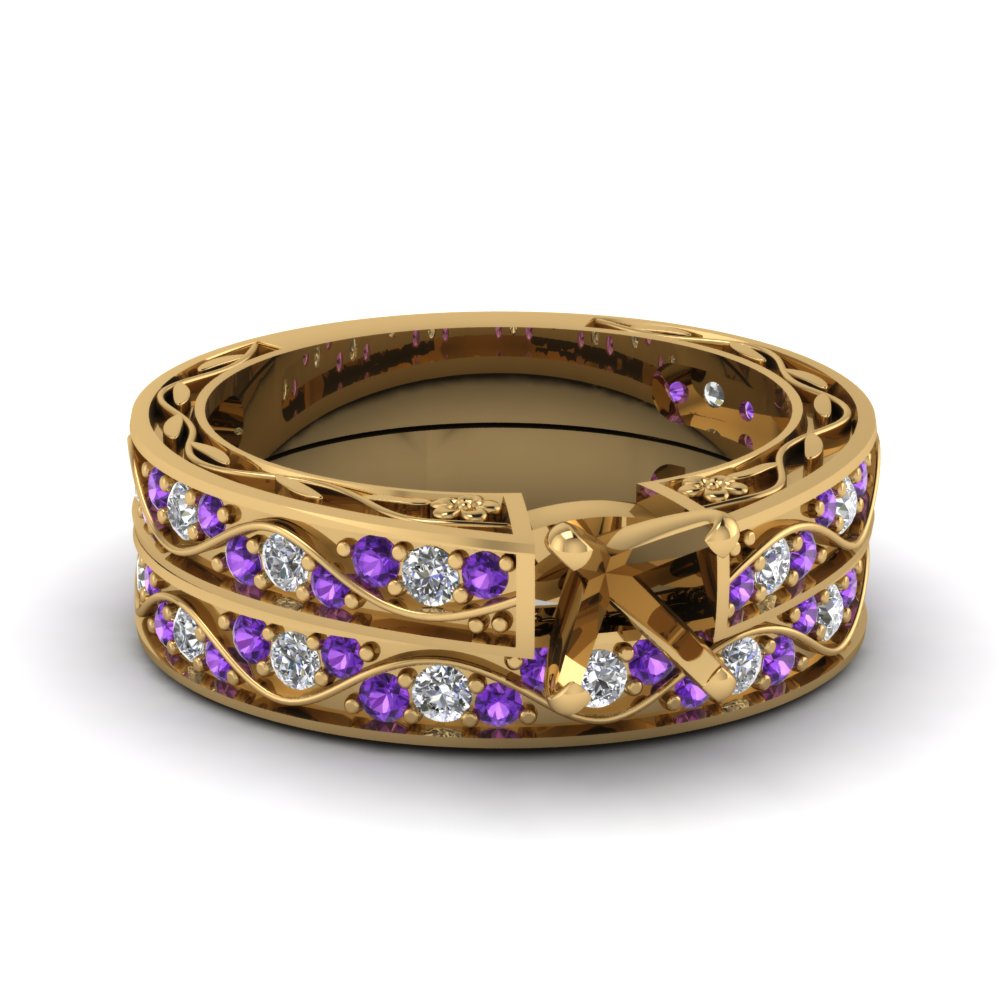 semi-mount-white-diamond-shank-wave-wedding-set-with-violac-topaz-in-14K-rose-gold-FDENS3543SMGVITO-NL-YG