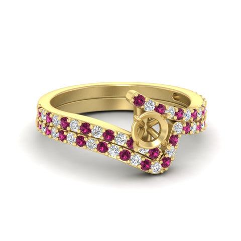 semi-mount-white-diamond-wedding-ring-sets-with-pink-sapphire-in-FDENS3007ROSMGSADRPI-NL-YG