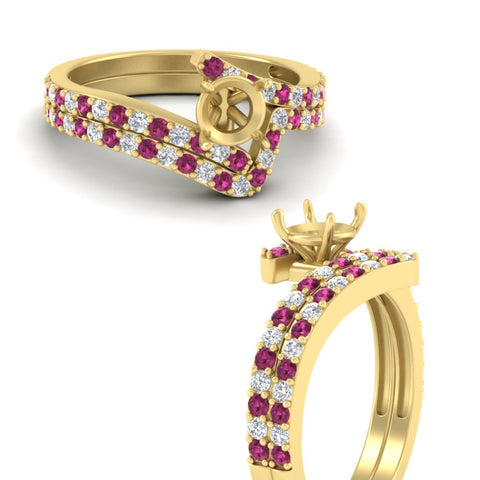 semi-mount-white-diamond-wedding-ring-sets-with-pink-sapphire-in-FDENS3007ROSMGSADRPI-NL-YG