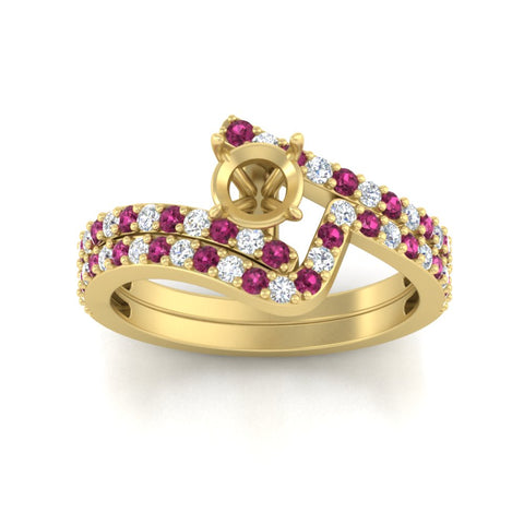 semi-mount-white-diamond-wedding-ring-sets-with-pink-sapphire-in-FDENS3007ROSMGSADRPI-NL-YG