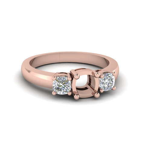 Semi Mount Classic Cushion Cut 3 Stone Ring