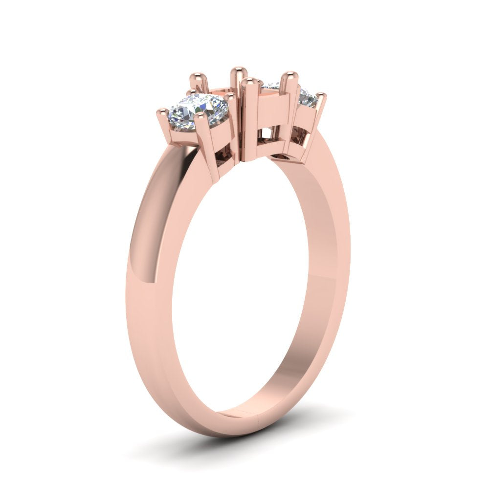 Semi Mount Classic Cushion Cut 3 Stone Ring