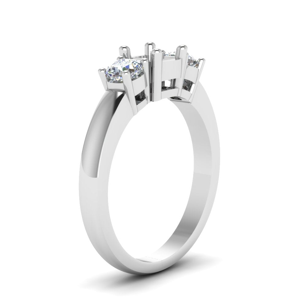 Semi Mount Classic Cushion Cut 3 Stone Ring