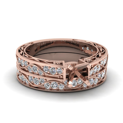 semi-mount-with-white-diamond-shank-wave-wedding-set-in-14K-rose-gold-FDENS3543SM-NL-RG