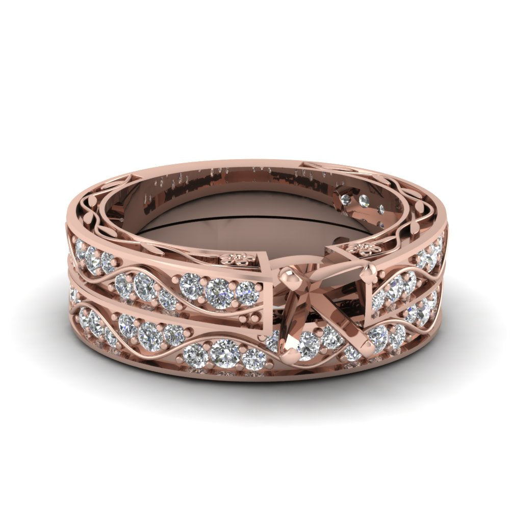 semi-mount-with-white-diamond-shank-wave-wedding-set-in-14K-rose-gold-FDENS3543SM-NL-RG