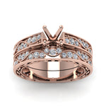Load image into Gallery viewer, semi-mount-with-white-diamond-shank-wave-wedding-set-in-14K-rose-gold-FDENS3543SMANGLE5-NL-RG
