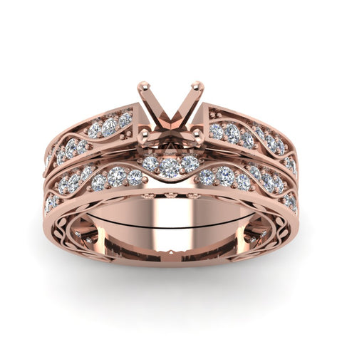 semi-mount-with-white-diamond-shank-wave-wedding-set-in-14K-rose-gold-FDENS3543SMANGLE5-NL-RG