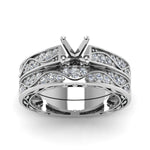 Load image into Gallery viewer, semi-mount-with-white-diamond-shank-wave-wedding-set-in-14K-white-gold-FDENS3543SMANGLE5-NL-WG