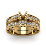 Load image into Gallery viewer, semi-mount-with-white-diamond-shank-wave-wedding-set-in-14K-yellow-gold-FDENS3543SMANGLE5-NL-YG