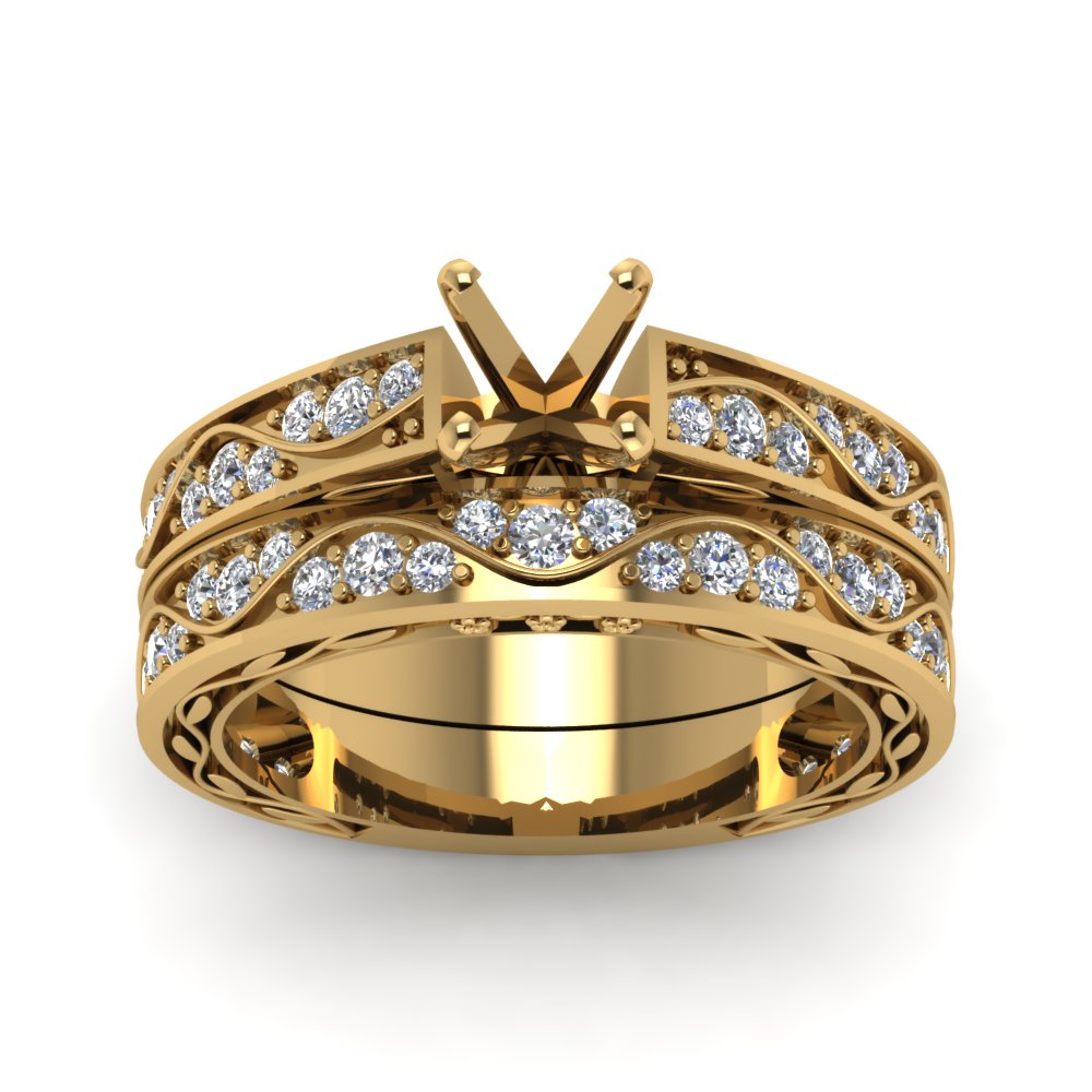 semi-mount-with-white-diamond-shank-wave-wedding-set-in-14K-yellow-gold-FDENS3543SMANGLE5-NL-YG