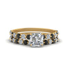 Load image into Gallery viewer, shared-prong-asscher-engagement-and-wedding-ring-set-with-black-diamond-in-FDENS3023ASGBLACK-NL-YG