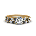 Load image into Gallery viewer, shared-prong-asscher-engagement-and-wedding-ring-set-with-black-diamond-in-FDENS3023ASGBLACK-NL-YG
