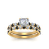 Load image into Gallery viewer, shared-prong-asscher-engagement-and-wedding-ring-set-with-black-diamond-in-FDENS3023ASGBLACK-NL-YG
