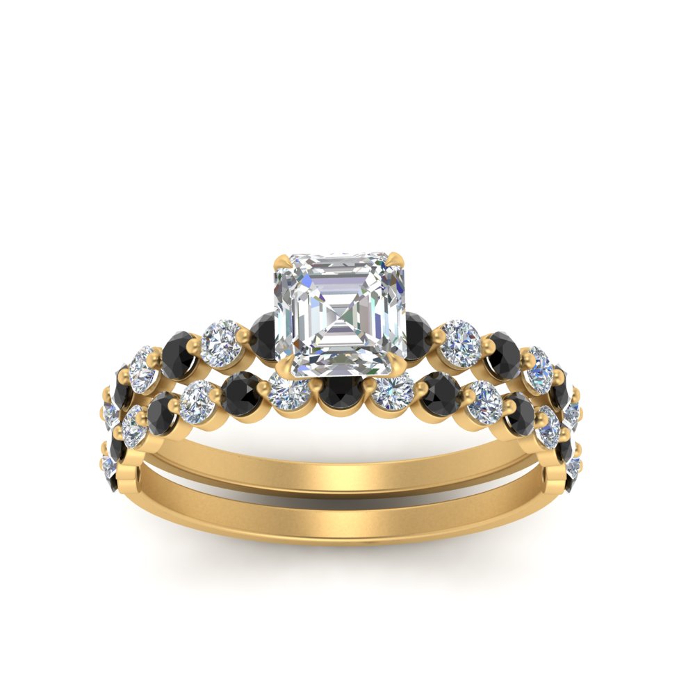 shared-prong-asscher-engagement-and-wedding-ring-set-with-black-diamond-in-FDENS3023ASGBLACK-NL-YG