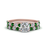 Load image into Gallery viewer, shared-prong-asscher-engagement-and-wedding-ring-set-with-emerald-in-FDENS3023ASGEMGR-NL-RG
