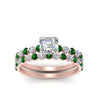 Load image into Gallery viewer, shared-prong-asscher-engagement-and-wedding-ring-set-with-emerald-in-FDENS3023ASGEMGR-NL-RG