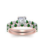 Load image into Gallery viewer, shared-prong-asscher-engagement-and-wedding-ring-set-with-emerald-in-FDENS3023ASGEMGR-NL-RG
