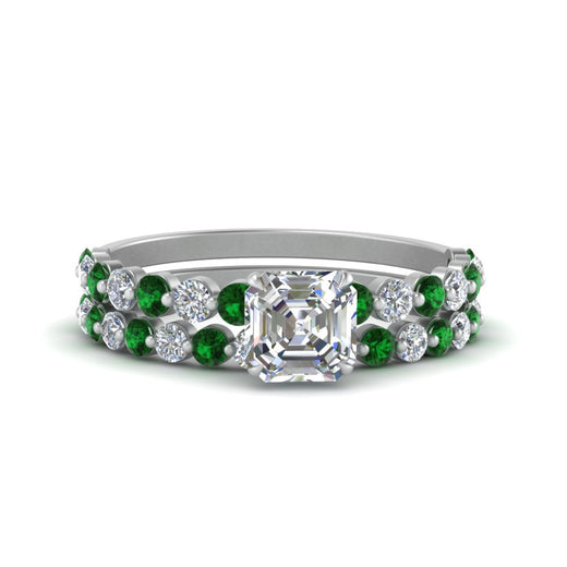 shared-prong-asscher-engagement-and-wedding-ring-set-with-emerald-in-FDENS3023ASGEMGR-NL-WG