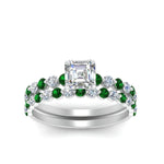 Load image into Gallery viewer, shared-prong-asscher-engagement-and-wedding-ring-set-with-emerald-in-FDENS3023ASGEMGR-NL-WG
