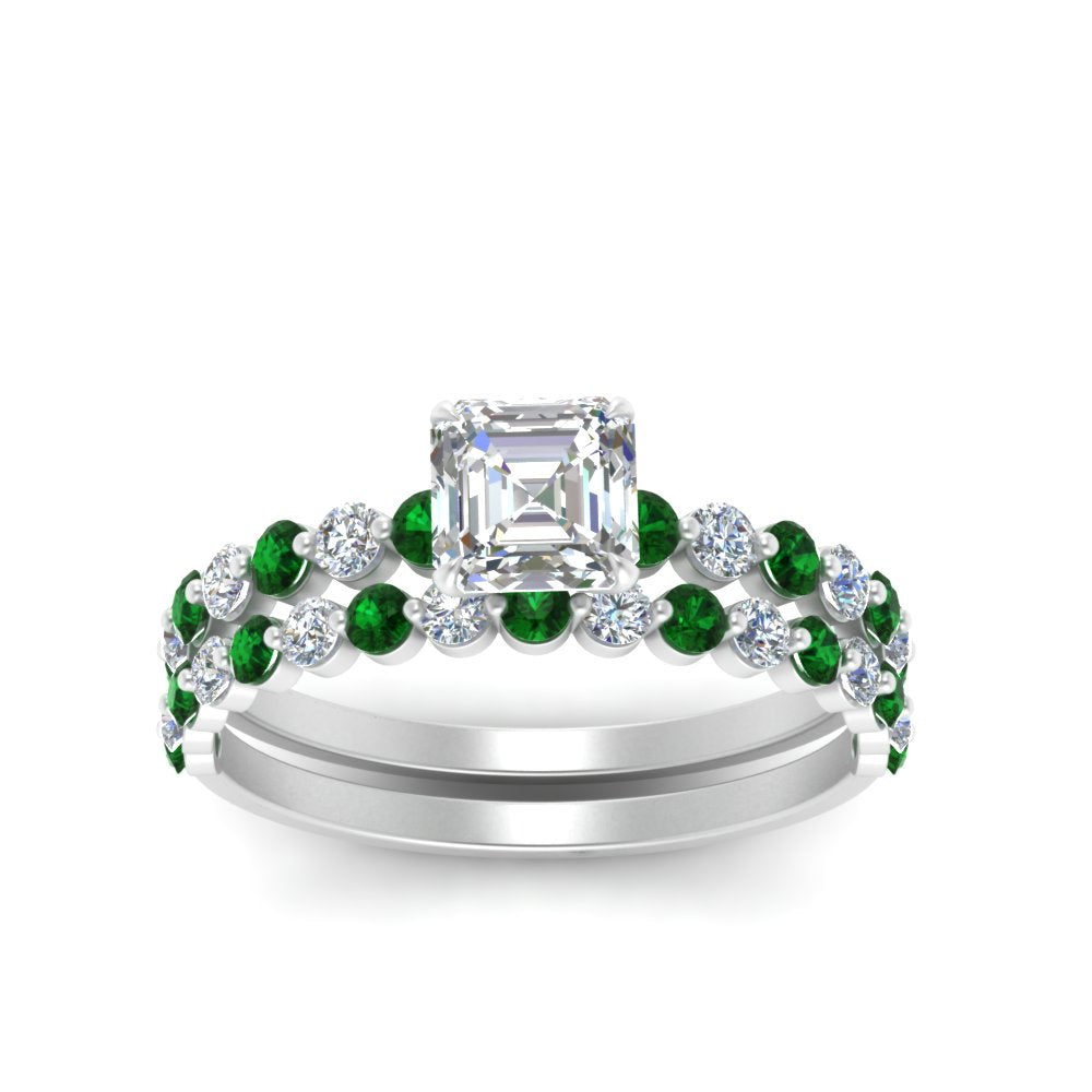 shared-prong-asscher-engagement-and-wedding-ring-set-with-emerald-in-FDENS3023ASGEMGR-NL-WG