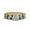 Load image into Gallery viewer, shared-prong-asscher-engagement-and-wedding-ring-set-with-emerald-in-FDENS3023ASGEMGR-NL-YG