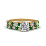 Load image into Gallery viewer, shared-prong-asscher-engagement-and-wedding-ring-set-with-emerald-in-FDENS3023ASGEMGR-NL-YG
