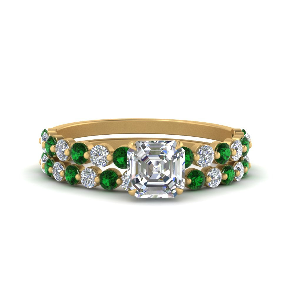 shared-prong-asscher-engagement-and-wedding-ring-set-with-emerald-in-FDENS3023ASGEMGR-NL-YG