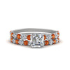 Load image into Gallery viewer, shared-prong-asscher-engagement-and-wedding-ring-set-with-orange-sapphire-in-FDENS3023ASGSAOR-NL-WG