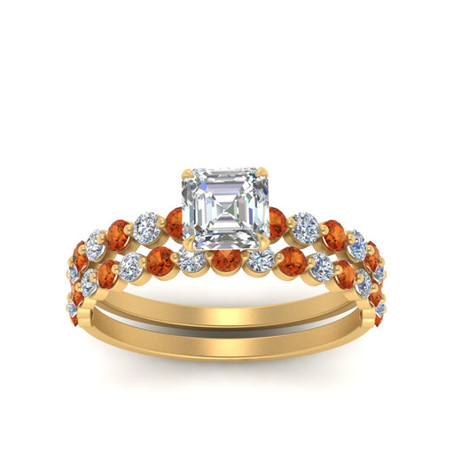 shared-prong-asscher-engagement-and-wedding-ring-set-with-orange-sapphire-in-FDENS3023ASGSAOR-NL-YG