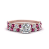 Load image into Gallery viewer, shared-prong-asscher-engagement-and-wedding-ring-set-with-pink-sapphire-in-FDENS3023ASGSADRPI-NL-RG