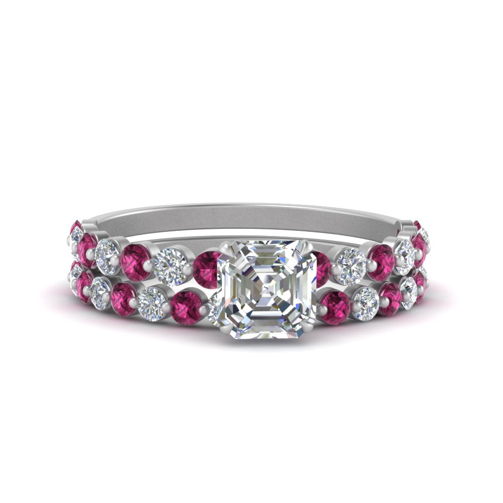 shared-prong-asscher-engagement-and-wedding-ring-set-with-pink-sapphire-in-FDENS3023ASGSADRPI-NL-WG
