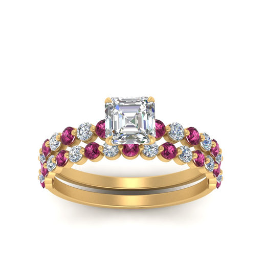shared-prong-asscher-engagement-and-wedding-ring-set-with-pink-sapphire-in-FDENS3023ASGSADRPI-NL-YG