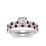 Load image into Gallery viewer, shared-prong-asscher-engagement-and-wedding-ring-set-with-ruby-in-FDENS3023ASGRUDR-NL-WG
