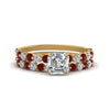 Load image into Gallery viewer, shared-prong-asscher-engagement-and-wedding-ring-set-with-ruby-in-FDENS3023ASGRUDR-NL-YG