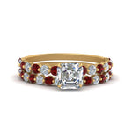 Load image into Gallery viewer, shared-prong-asscher-engagement-and-wedding-ring-set-with-ruby-in-FDENS3023ASGRUDR-NL-YG
