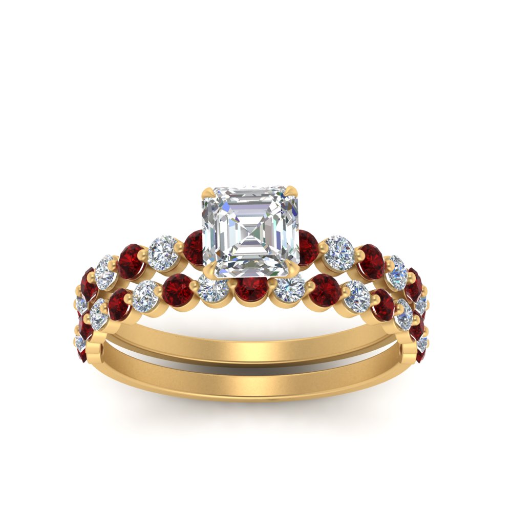 shared-prong-asscher-engagement-and-wedding-ring-set-with-ruby-in-FDENS3023ASGRUDR-NL-YG