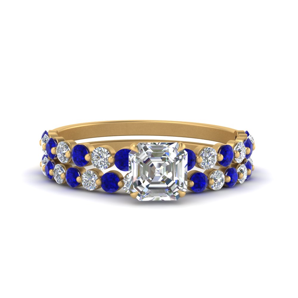 shared-prong-asscher-engagement-and-wedding-ring-set-with-sapphire-in-FDENS3023ASGSABL-NL-YG