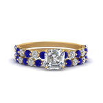 Load image into Gallery viewer, shared-prong-asscher-engagement-and-wedding-ring-set-with-sapphire-in-FDENS3023ASGSABL-NL-YG
