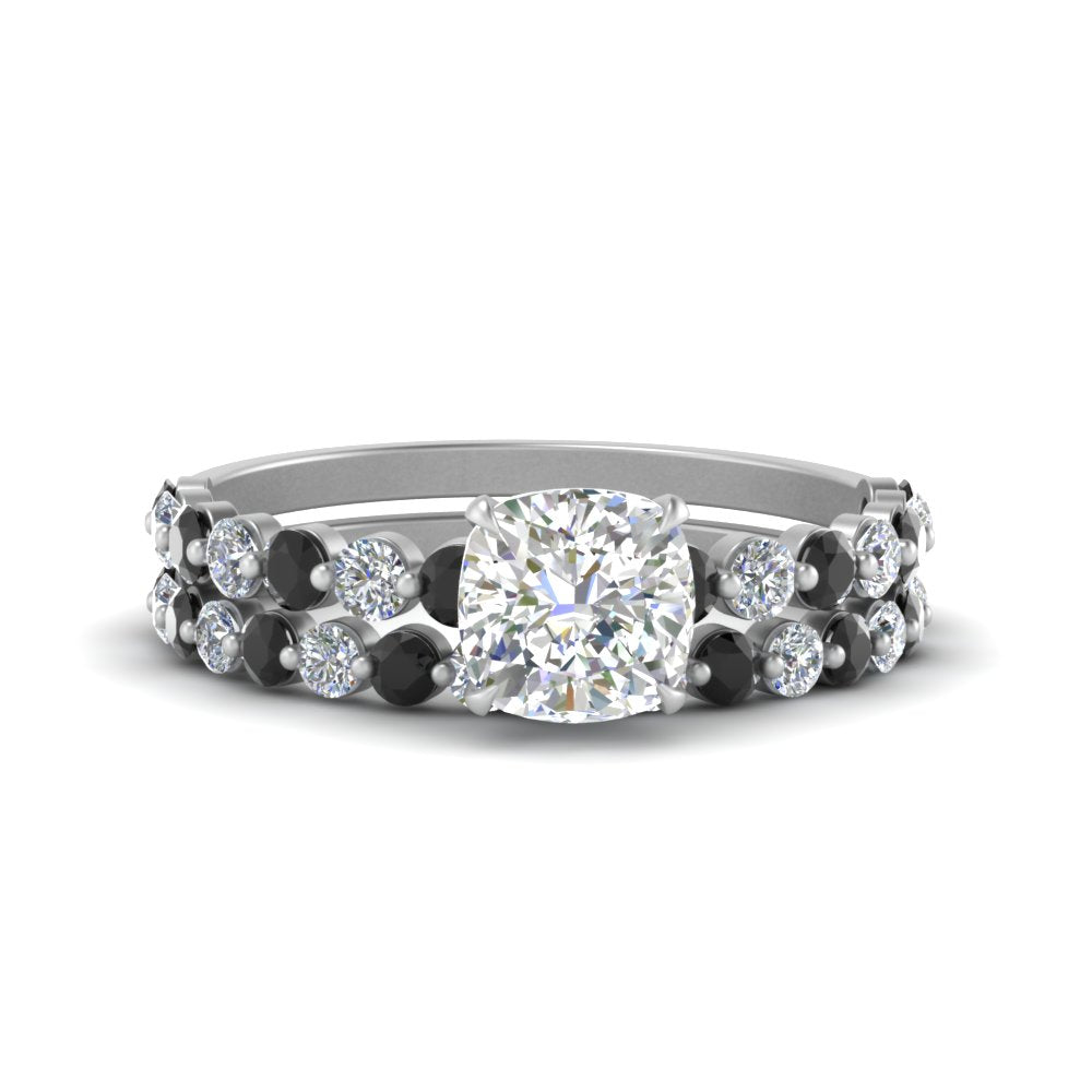 shared-prong-cushion-engagement-and-wedding-ring-set-with-black-diamond-in-FDENS3023CUGBLACK-NL-WG