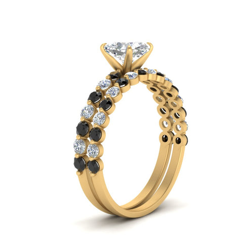 shared-prong-cushion-engagement-and-wedding-ring-set-with-black-diamond-in-FDENS3023CUGBLACK-NL-YG