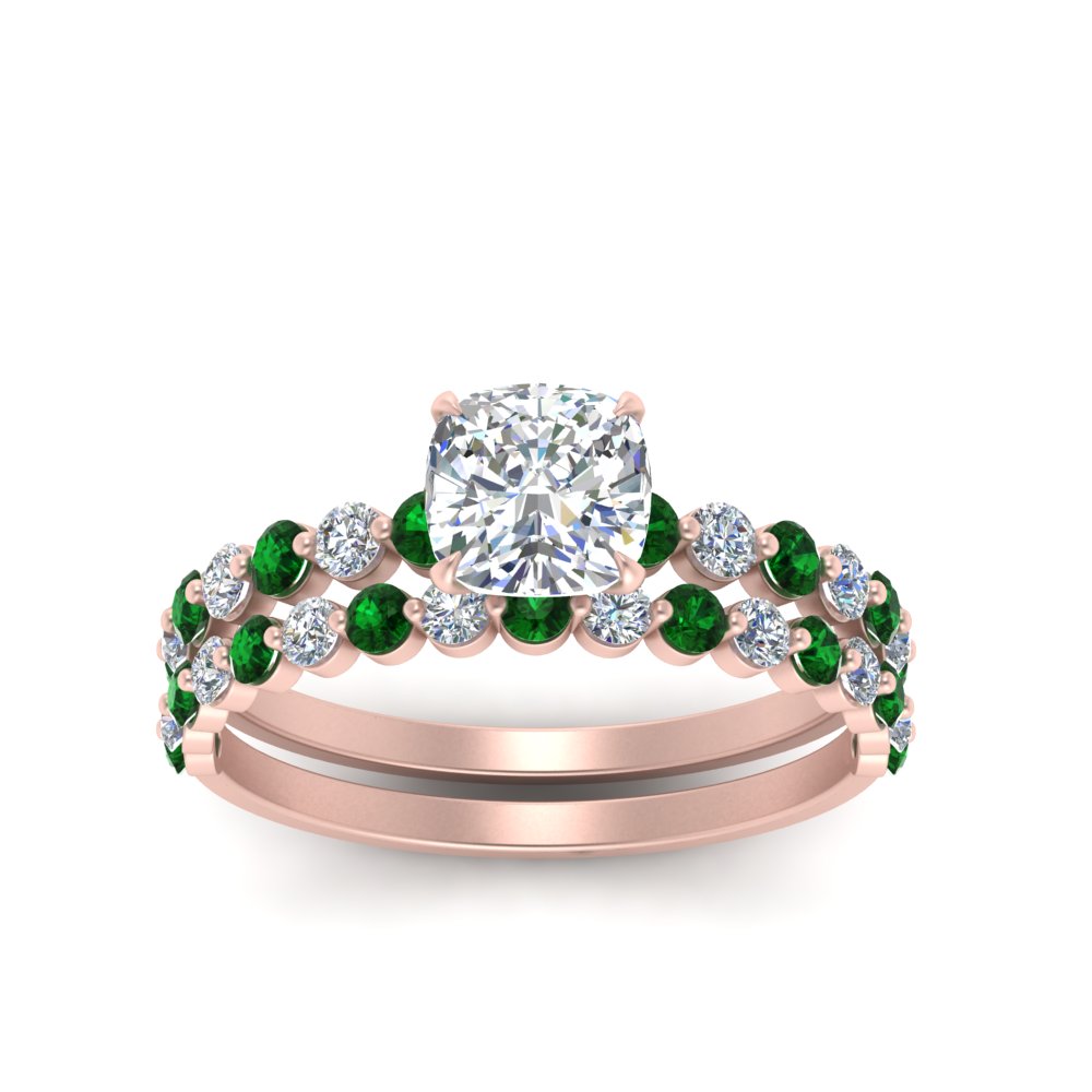 shared-prong-cushion-engagement-and-wedding-ring-set-with-emerald-in-FDENS3023CUGEMGR-NL-RG