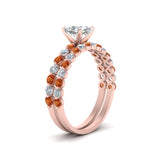 Load image into Gallery viewer, shared-prong-cushion-engagement-and-wedding-ring-set-with-orange-sapphire-in-FDENS3023CUGSAOR-NL-RG
