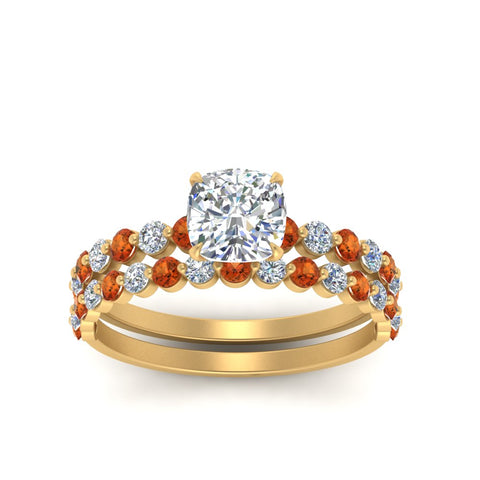 shared-prong-cushion-engagement-and-wedding-ring-set-with-orange-sapphire-in-FDENS3023CUGSAOR-NL-YG