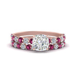 Load image into Gallery viewer, shared-prong-cushion-engagement-and-wedding-ring-set-with-pink-sapphire-in-FDENS3023CUGSADRPI-NL-RG
