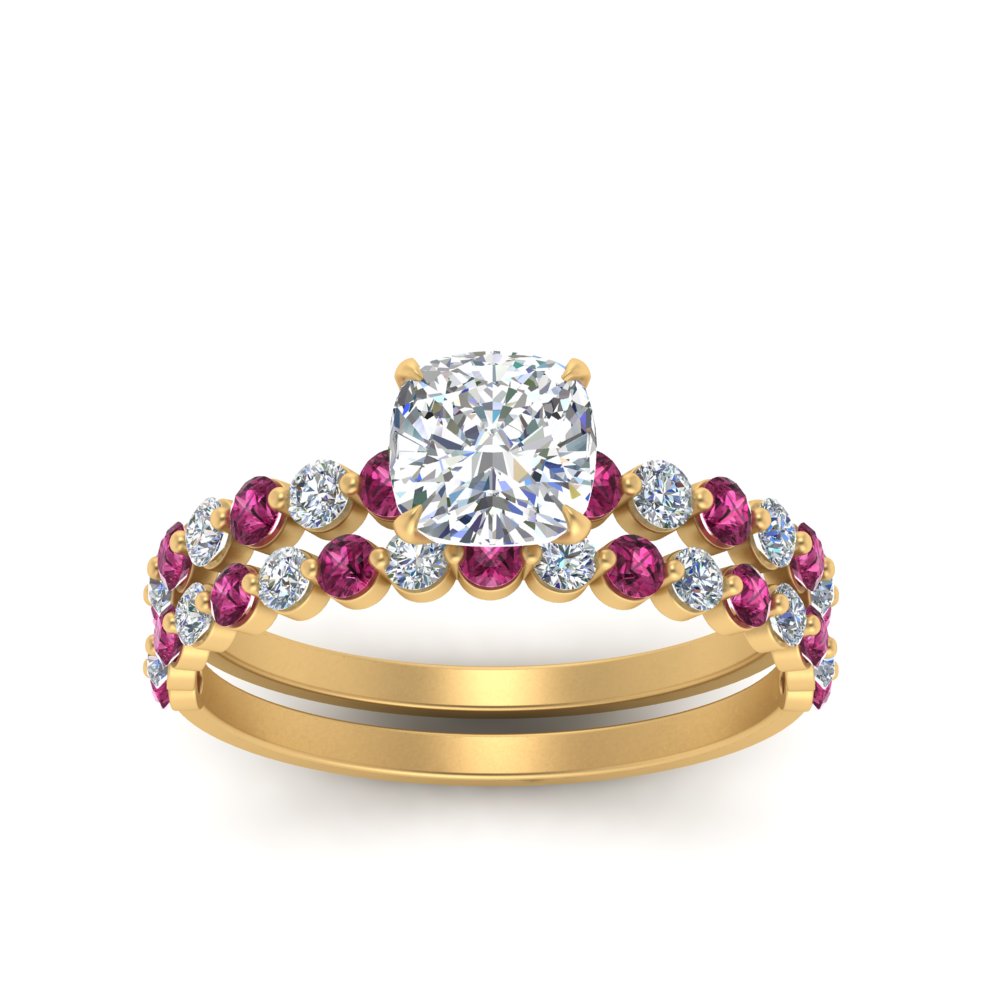shared-prong-cushion-engagement-and-wedding-ring-set-with-pink-sapphire-in-FDENS3023CUGSADRPI-NL-YG