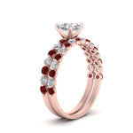 Load image into Gallery viewer, shared-prong-cushion-engagement-and-wedding-ring-set-with-ruby-in-FDENS3023CUGRUDR-NL-RG
