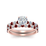 Load image into Gallery viewer, shared-prong-cushion-engagement-and-wedding-ring-set-with-ruby-in-FDENS3023CUGRUDR-NL-RG

