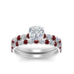 Load image into Gallery viewer, shared-prong-cushion-engagement-and-wedding-ring-set-with-ruby-in-FDENS3023CUGRUDR-NL-WG

