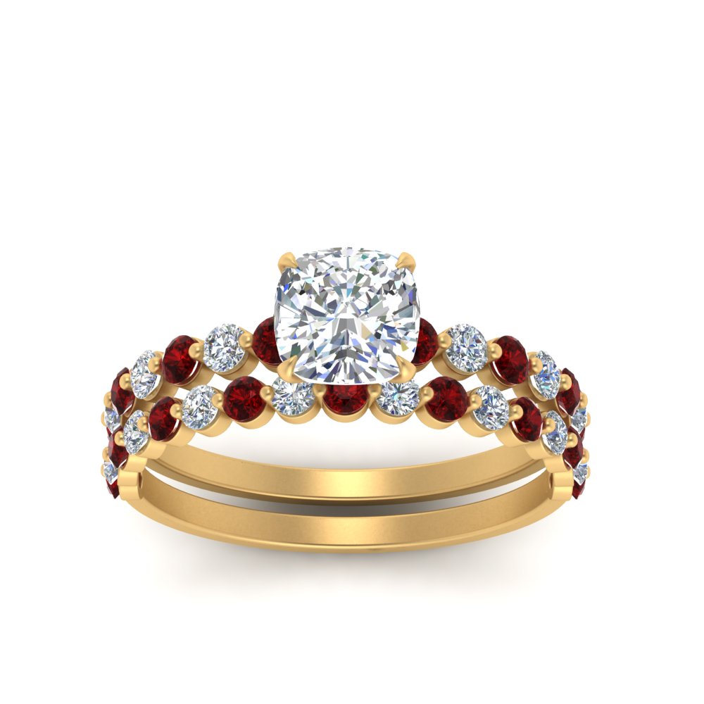 shared-prong-cushion-engagement-and-wedding-ring-set-with-ruby-in-FDENS3023CUGRUDR-NL-YG